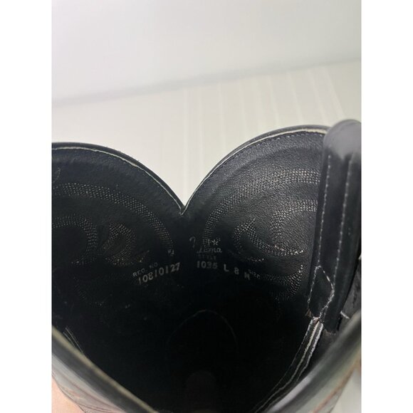 VTG Tony Lama Women’s 8 Cowboy Boots Brown Black 1035 Leather Western Point Toe - Picture 9 of 11